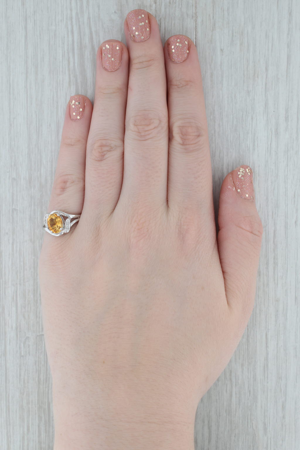 Gray 1.70ct Oval Citrine Ring Sterling Silver Size 7 Diamond Accents