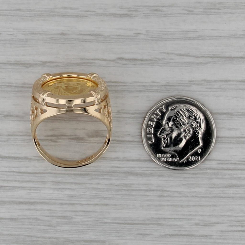 2011 Chinese Panda Coin Ring 14k 999 Fine Gold 20 Yuan 1/20oz Size 6.5