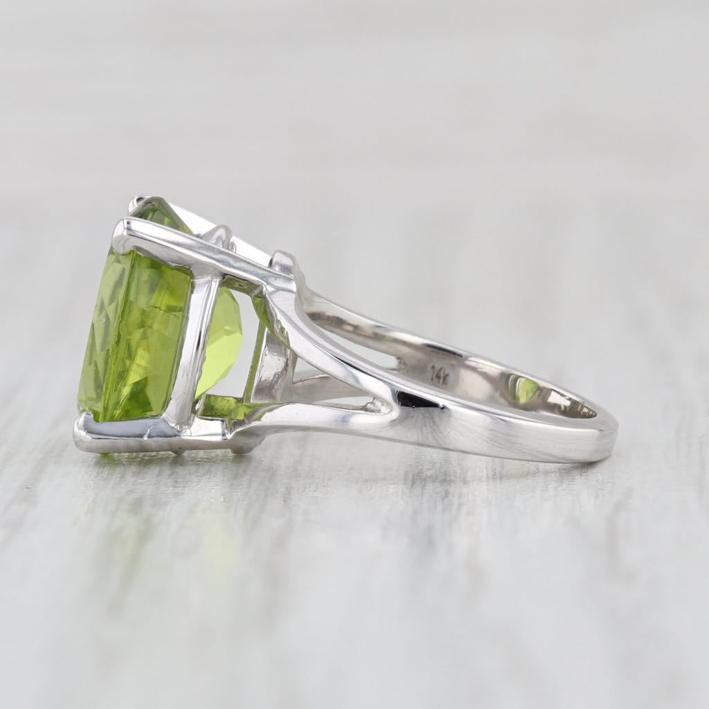 5.25ct Oval Peridot Solitaire Ring 14k White Gold Size 3.5