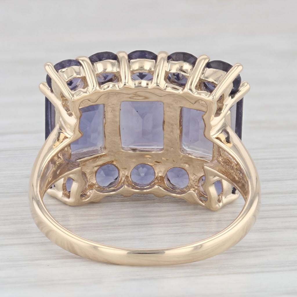 Gray 4.95 ctw Iolite Cluster 10K Yellow Gold Gemstone Size 7.25 Ring