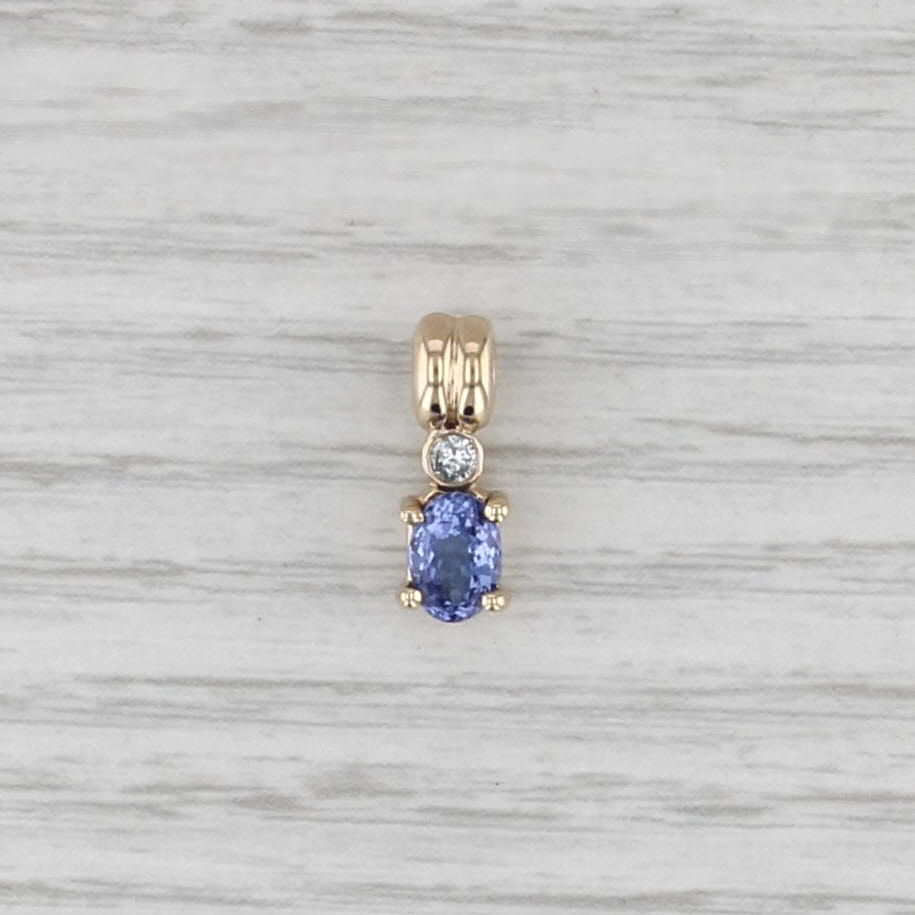 0.85ctw Tanzanite Diamond Pendant 14k Yellow Gold Small Drop