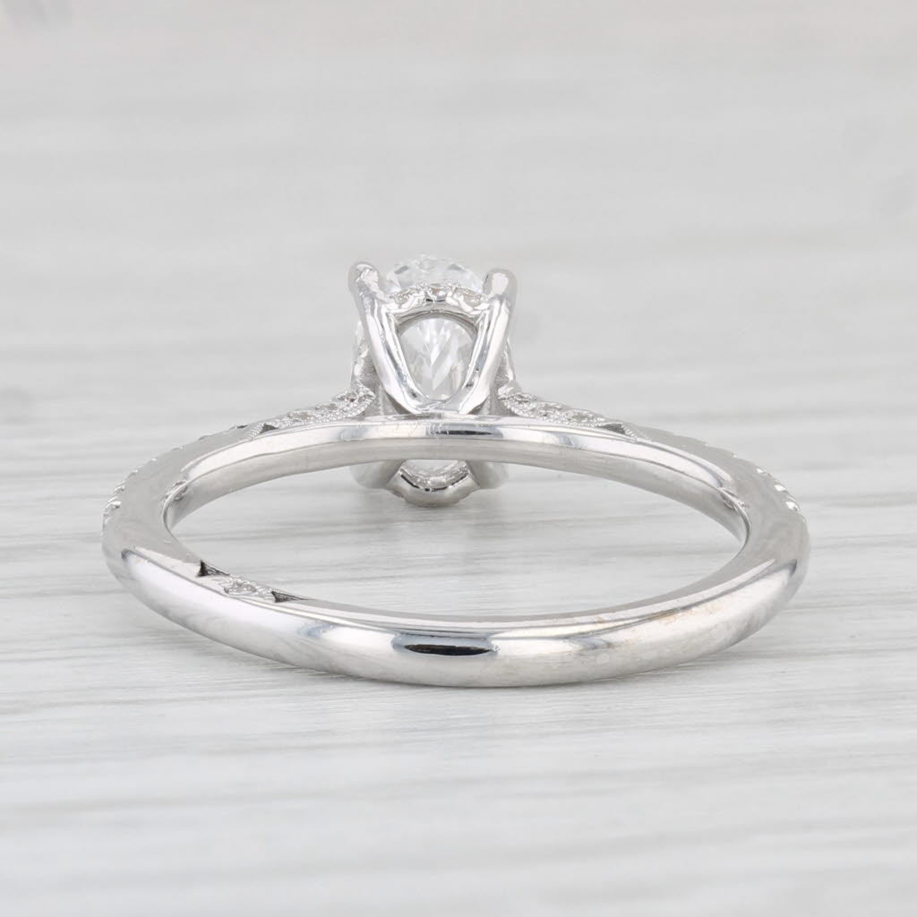 Light Gray New Tacori 1.30ctw Oval Diamond Engagement Ring 18k White Gold Size 6.5 GIA EGL