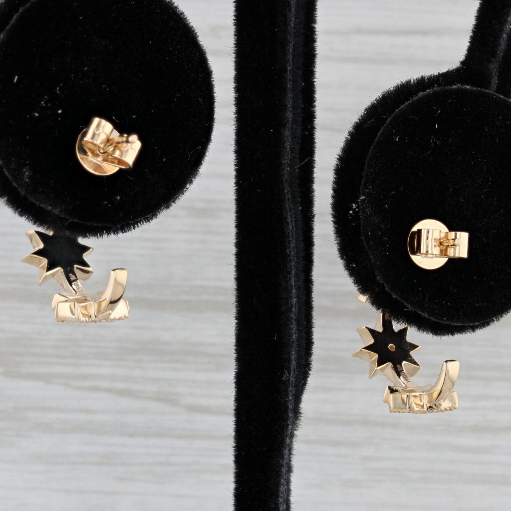 Gray New 0.17ctw Diamond Star Half Hoop Earrings 14k Yellow Gold
