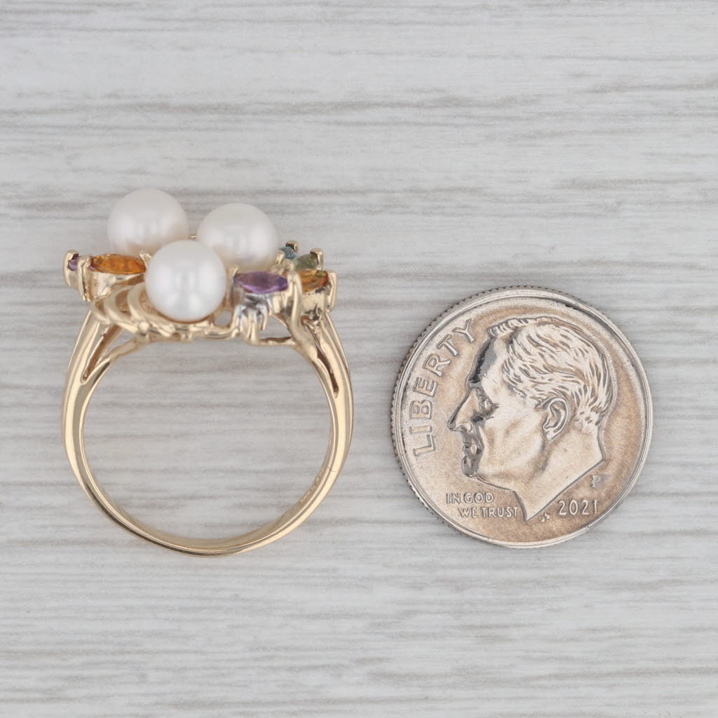 Gray 0.41ctw Pearl Amethyst Citine Peridot Topaz 10k Yellow Gold Ring Size 6.25