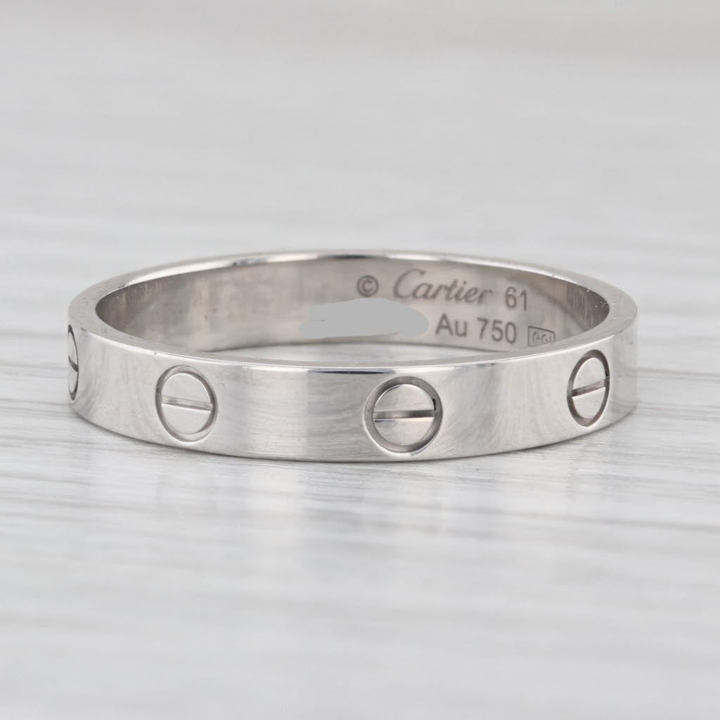 Vintage Cartier Ring 18k White Gold Band Size 9.5 61 Stackable Ring 3.5mm Mini