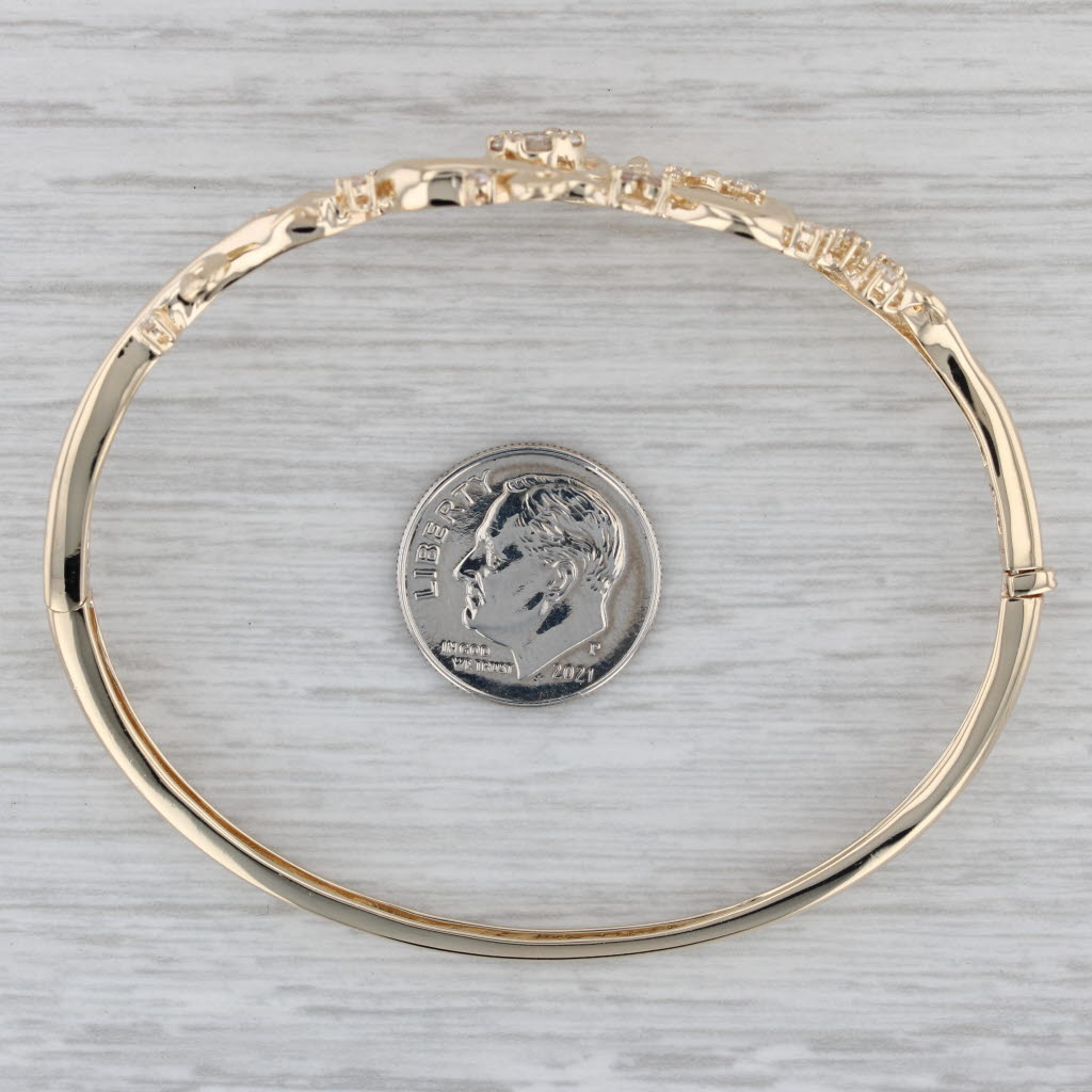 Gray Effy Ornate 0.76ctw Diamond Bangle Bracelet 14k Yellow Gold 6.75" Hinged