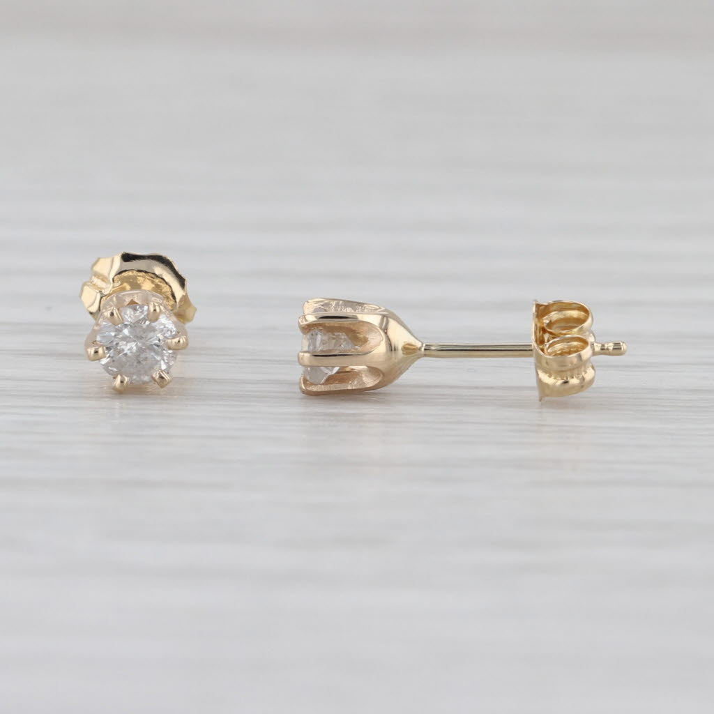 0.38ctw Round Diamond Stud Earrings 14k Yellow Gold Solitaire Studs