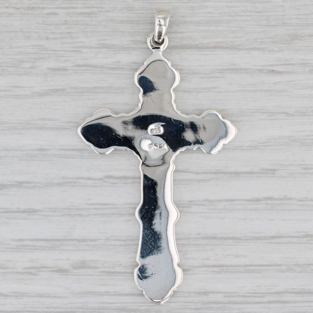 Gray Ornate Silver Cross Pendant Sterling 925 PSCL Religious Jewelry