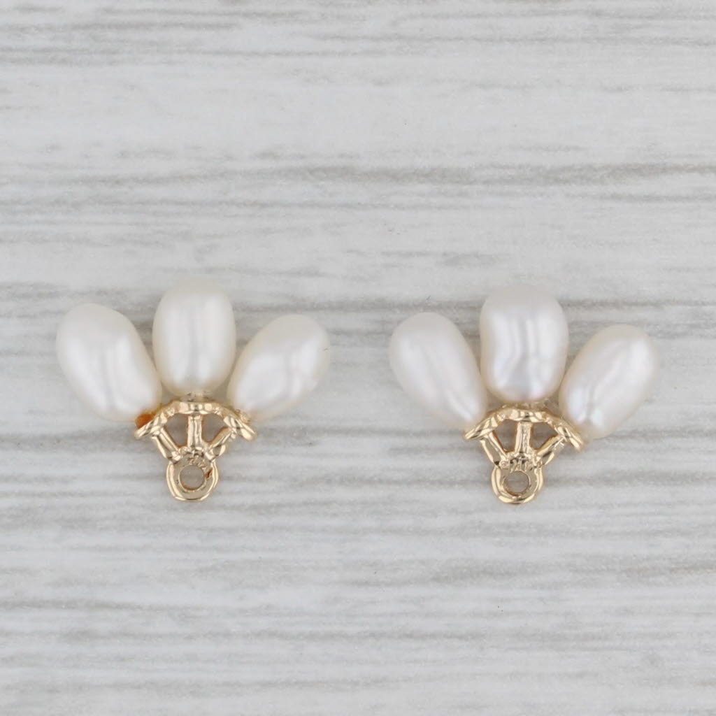 Gray Cultured Pearls Earring Enhancer Charms 14k Yellow Gold for Stud Earrings