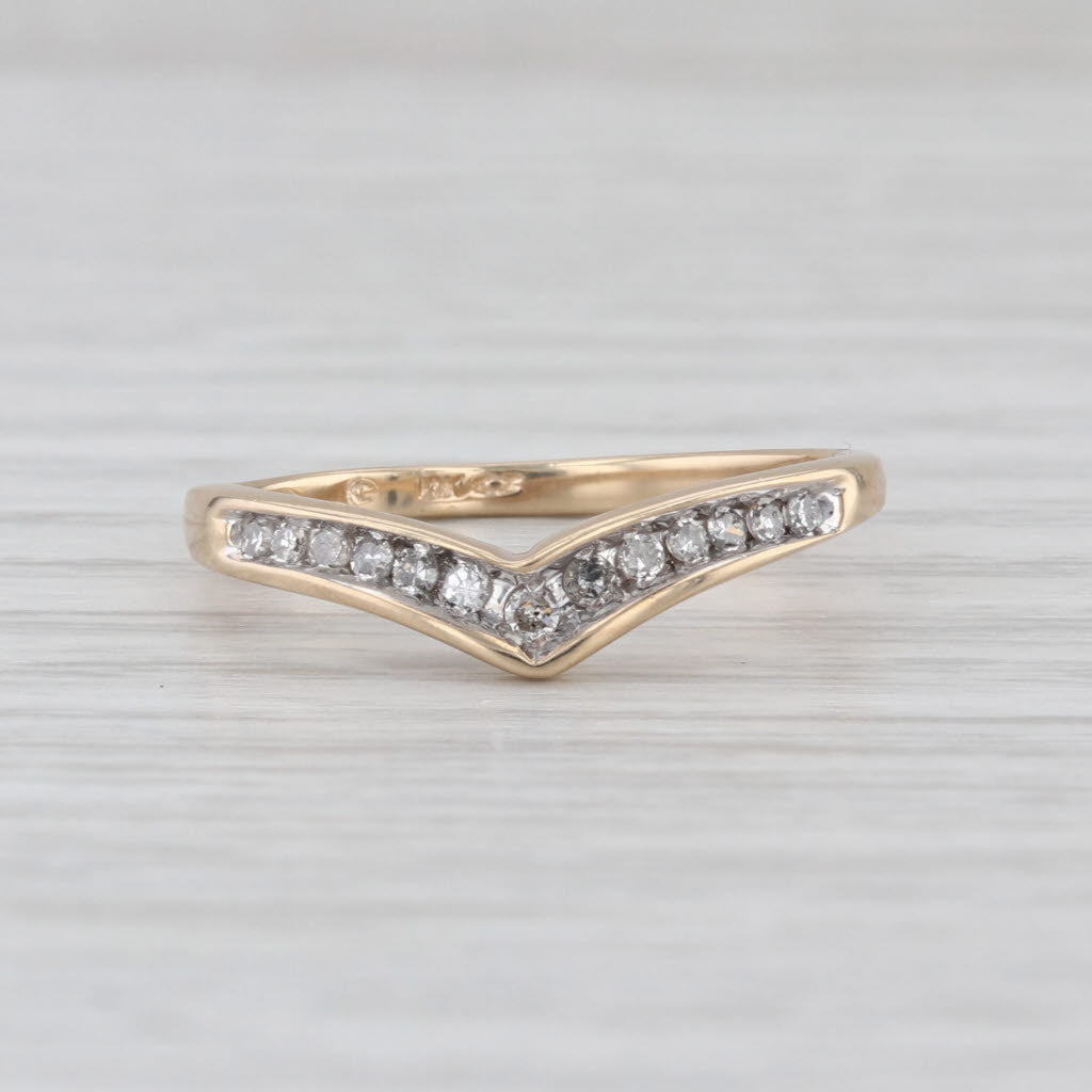 0.11ctw Diamond Contoured Wedding Band 10k Yellow Gold Size 6.75 Stackable