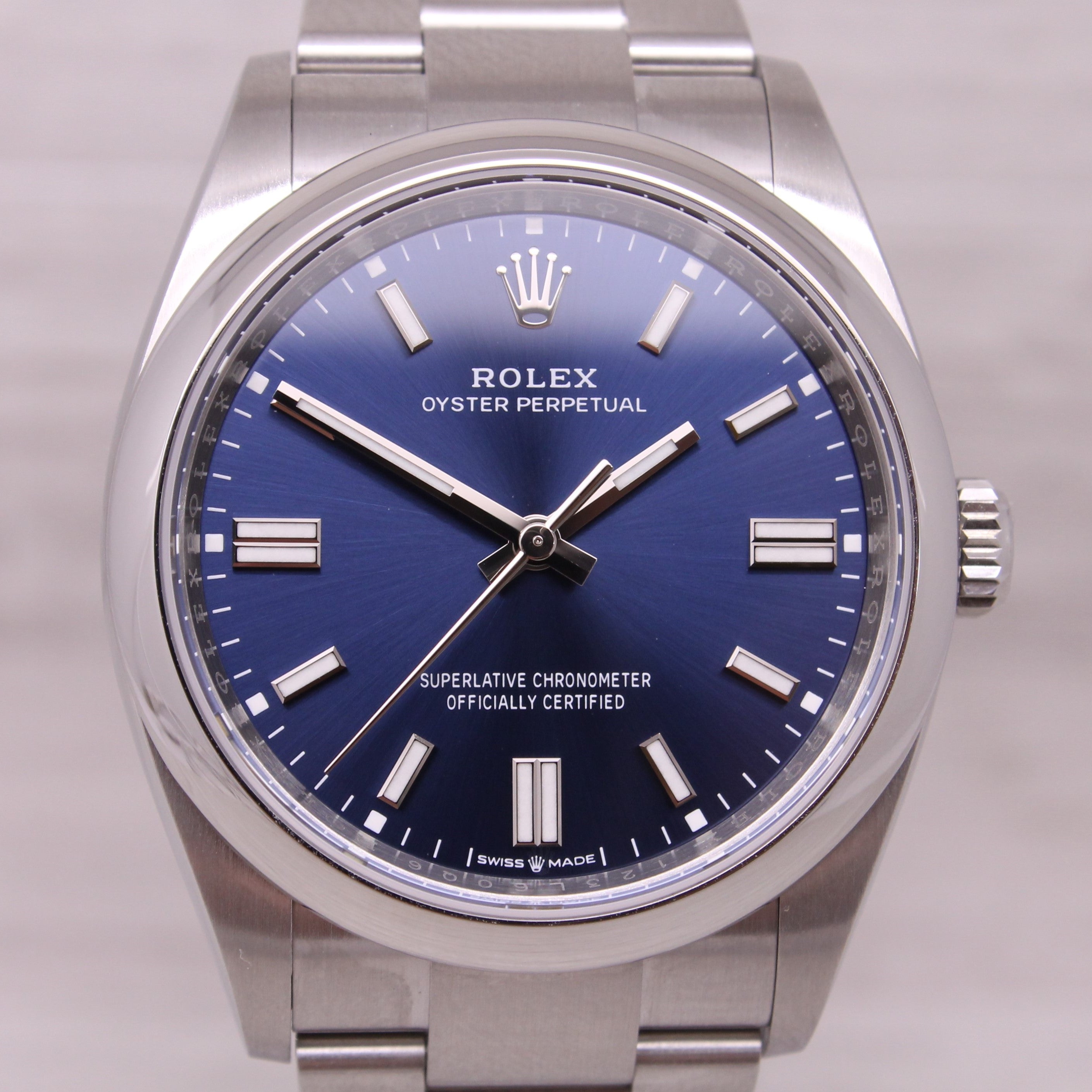 Gray 2024 Rolex 126000 36mm Blue OP Mens Steel Automatic Watch Oyster MINT Card & Box