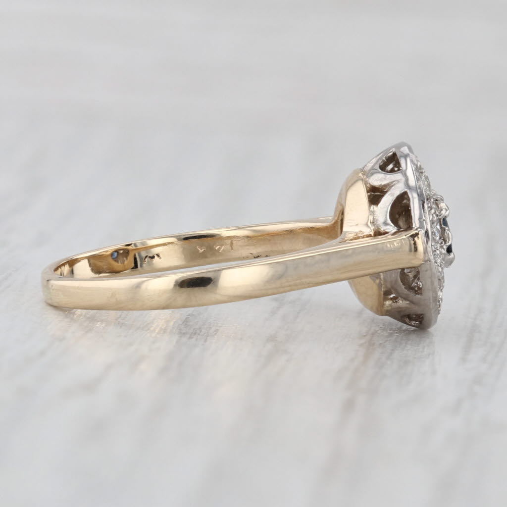 0.45ctw Round Blue Sapphire Diamond Halo Ring 14k Yellow Gold Size 8 Engagement