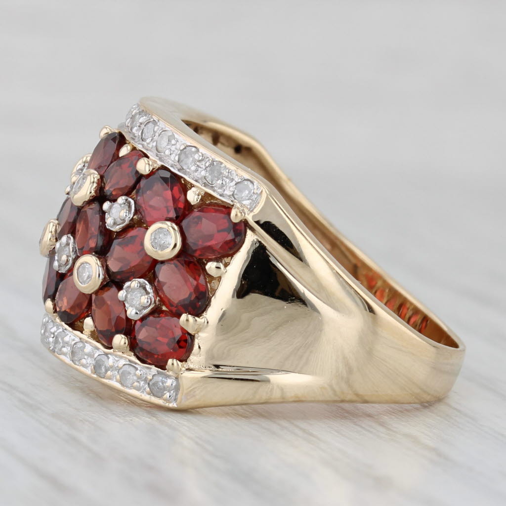 Gray 4.94ctw Garnet Diamond Cluster Ring 10k Yellow Gold Size 10 Cocktail