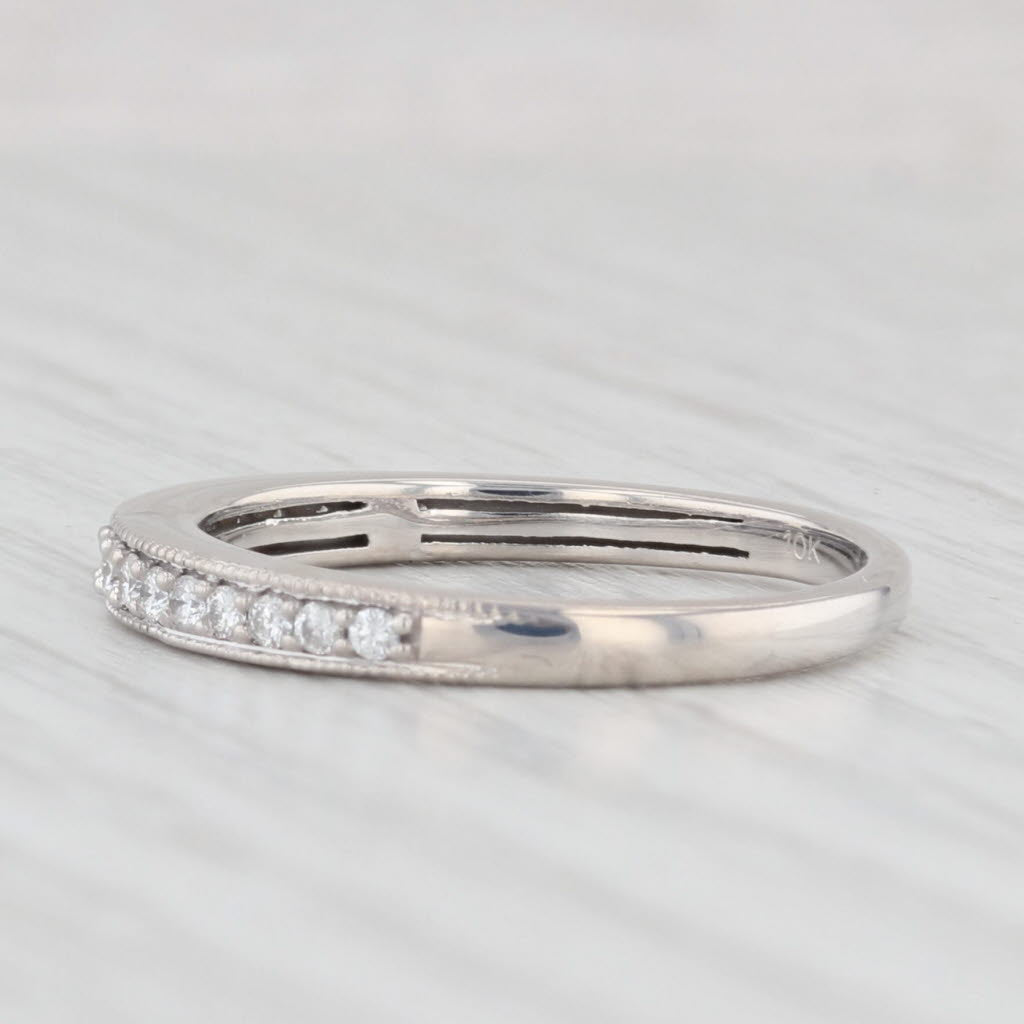 Light Gray 0.25ctw Diamond Wedding Band 10k White Gold Stackable Anniversary Ring Size 7.25
