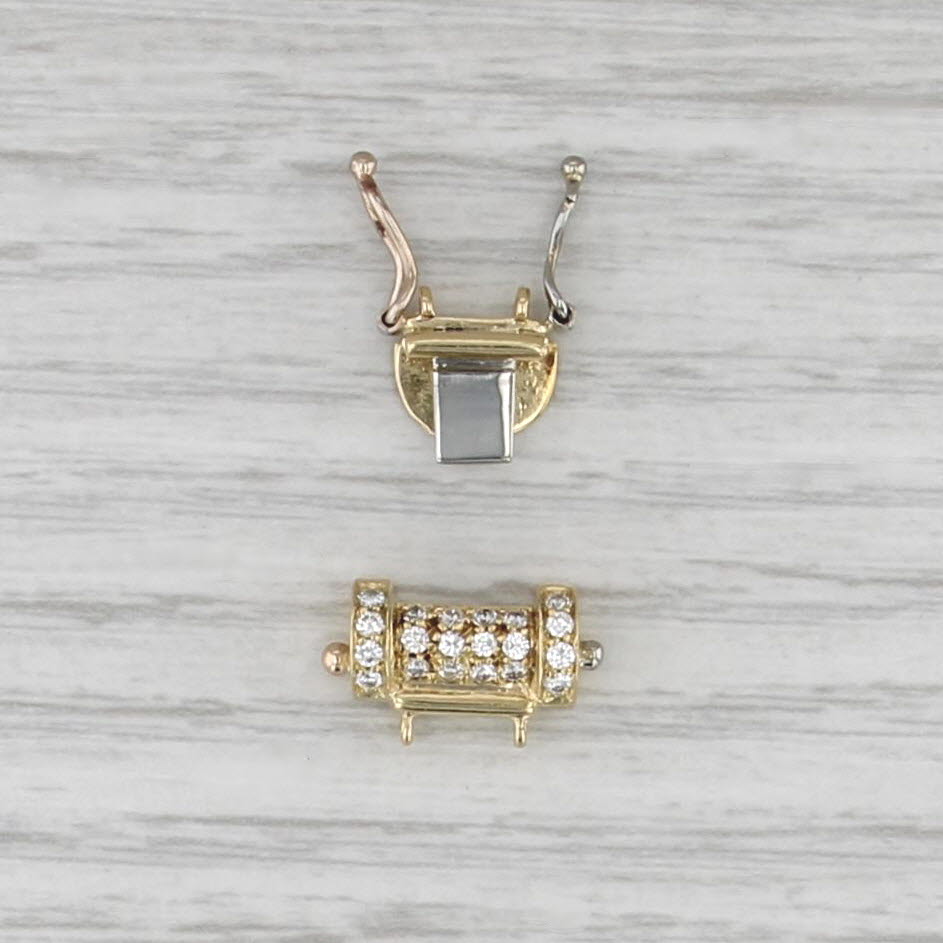 0.19ctw Diamond Box Clasp 18k Yellow Gold Jewelry Making Findings