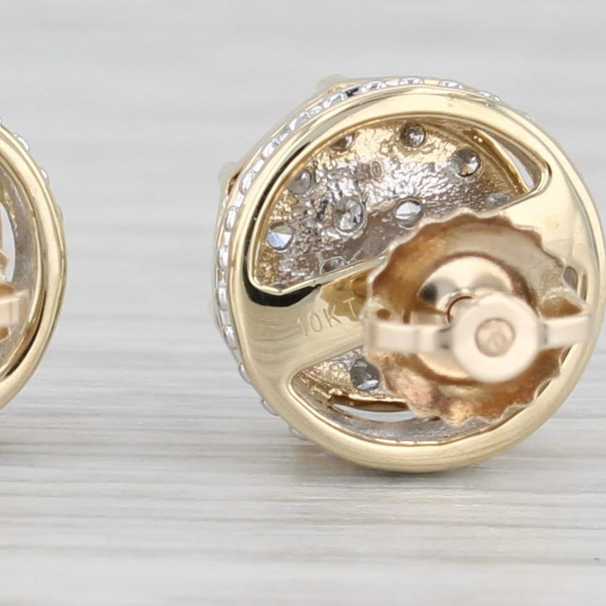 Light Gray 0.50ctw Diamond Cluster Stud Earrings 10k Yellow Gold Screw Back