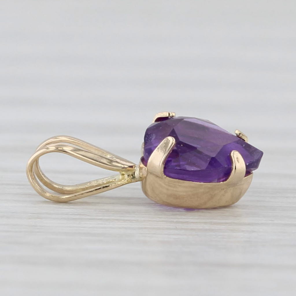 Light Gray 0.50ct Amethyst Heart Pendant 14k Yellow Gold Small Drop