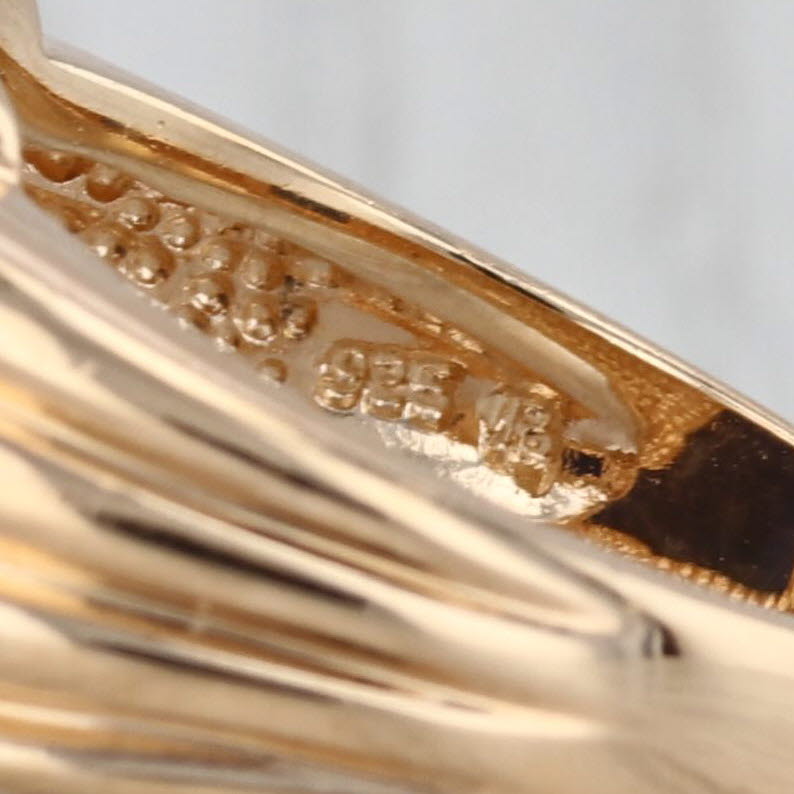 Blue Sodalite Cabochon Solitaire Ring Gold Plated Sterling Silver Size 6.75