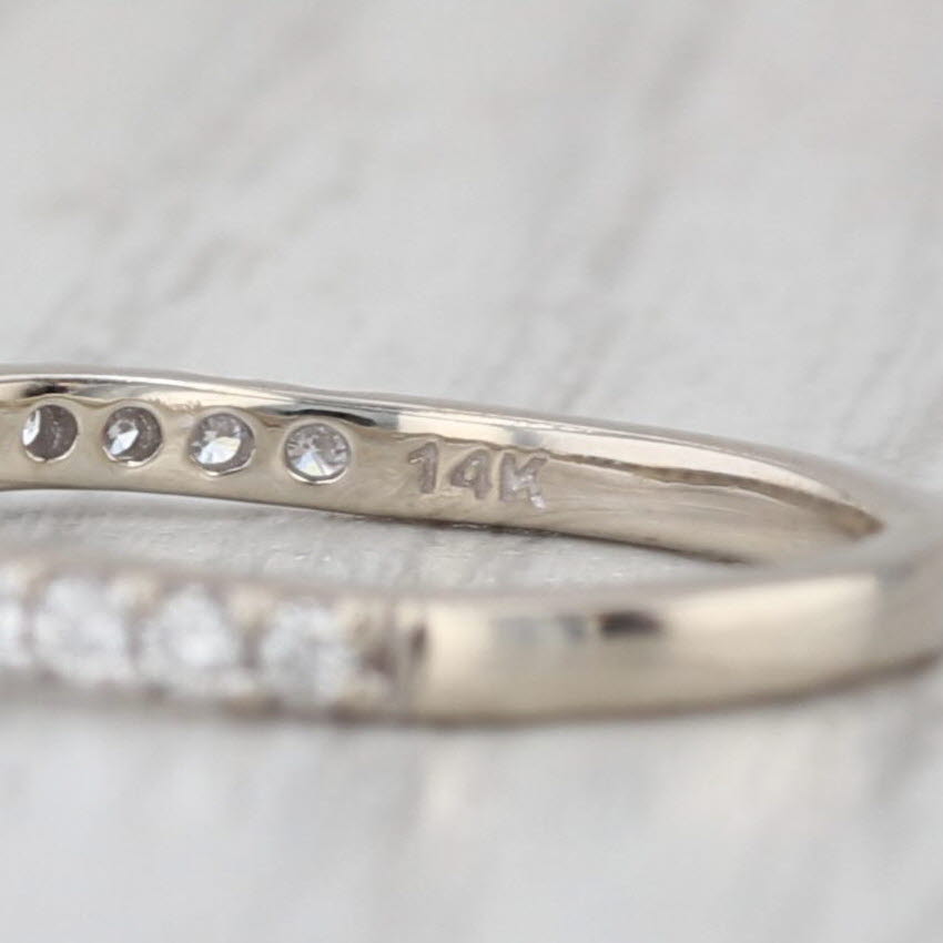 0.26ctw Diamond Contoured Wedding Band 14k White Gold Size 4.75 Stackable Ring