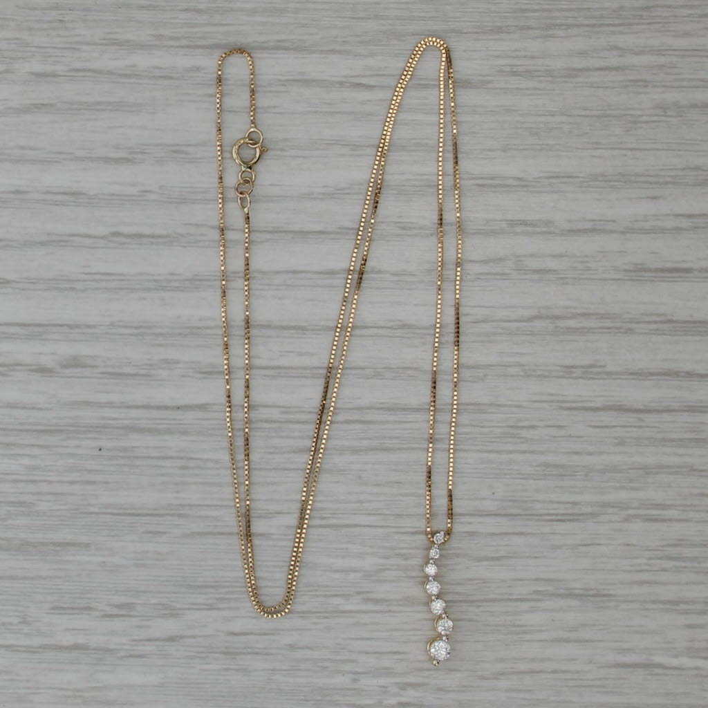 0.20ctw Diamond Journey Pendant Necklace 14k Yellow Gold 19.5" Box Chain