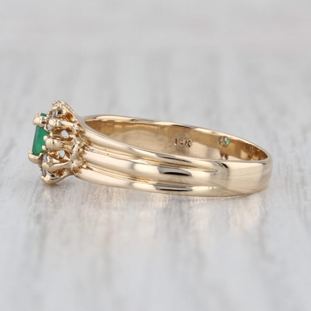 0.29ctw Emerald Diamond Halo Ring 14k Yellow Gold Size 7.5