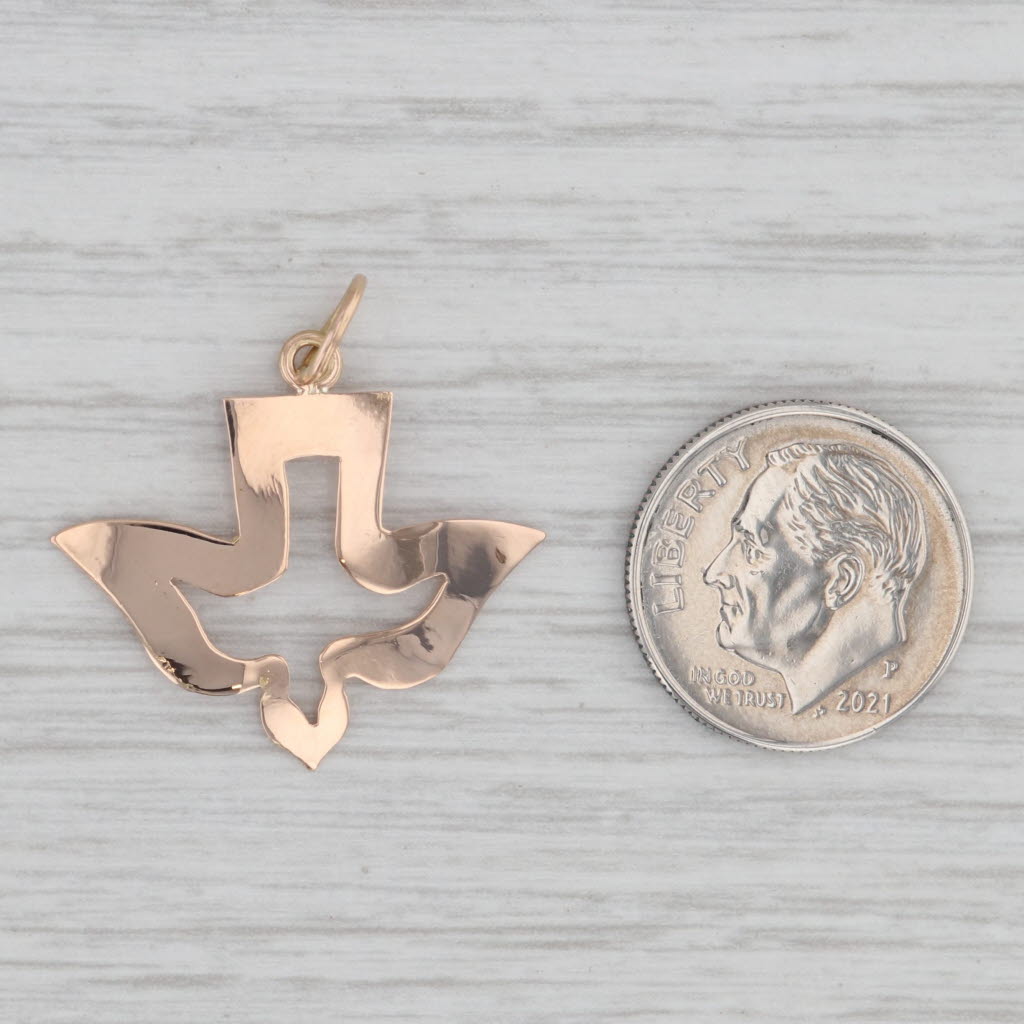 Gray Peace Dove Pendant 18k Rose Gold Openwork Charm Religious