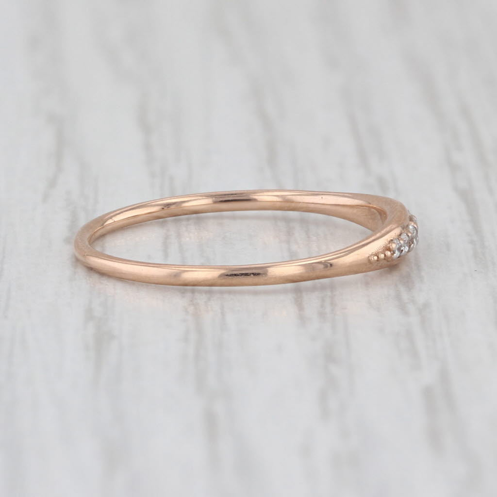 Ferkos 0.08ctw Diamond 14k Rose Gold Ring Size 7 Wedding Band Stackable