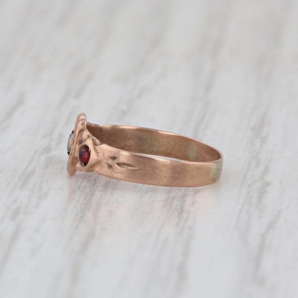 Antique Simulated Glass Baby Ring Small Size 8k Yellow Gold
