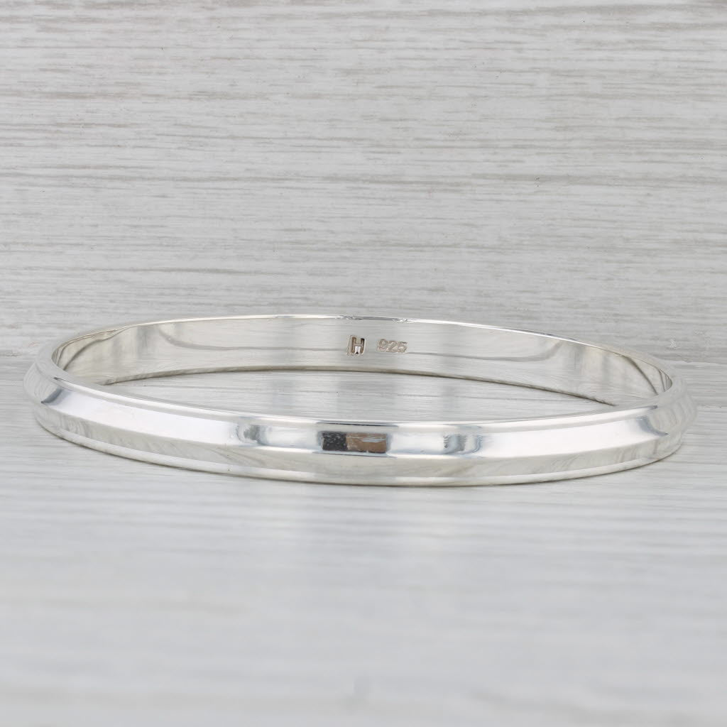 Gray Large Bangle Bracelet Sterling Silver Statement 8.75" 7.3mm