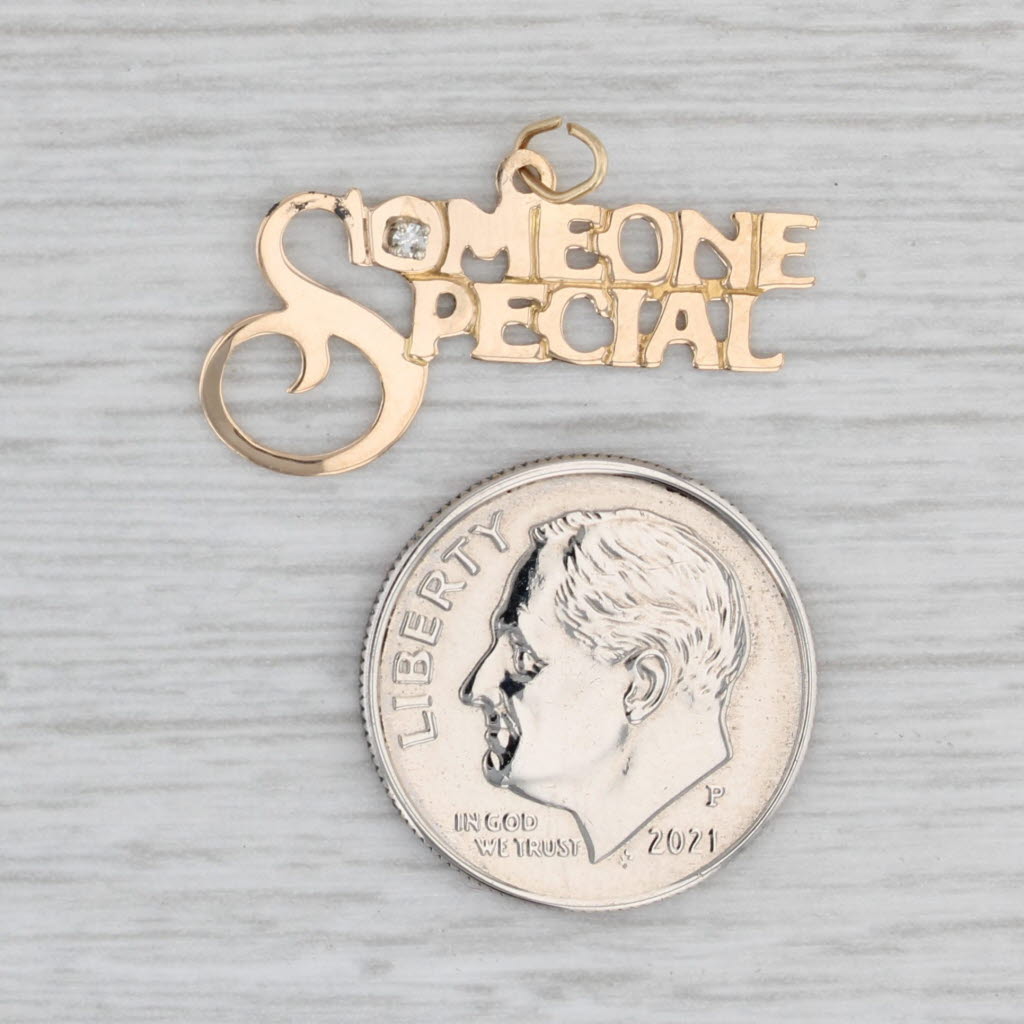 Light Gray Someone Special Pendant 14k Yellow Gold Diamond Accent Gift Charm