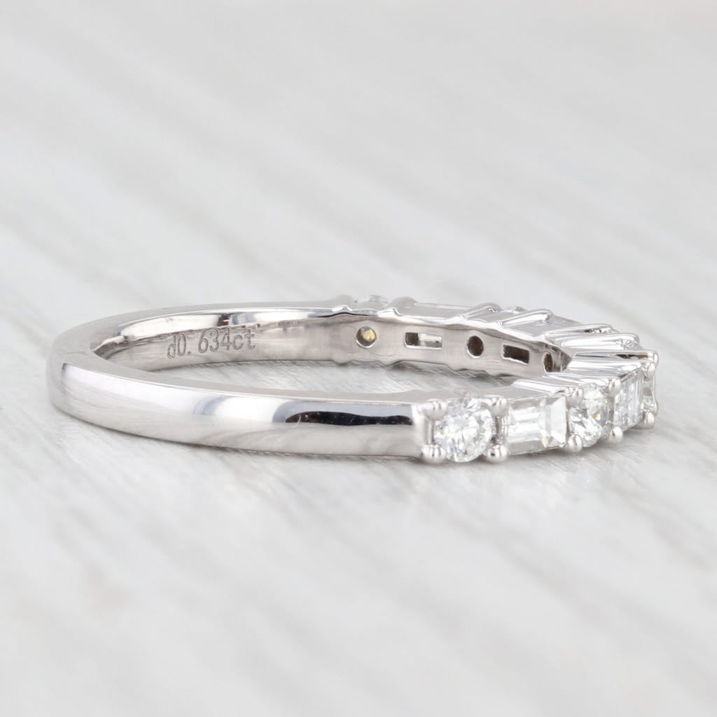 Light Gray New 0.63ctw Diamond Wedding Band 14k White Gold Stackable Anniversary Ring 6.5