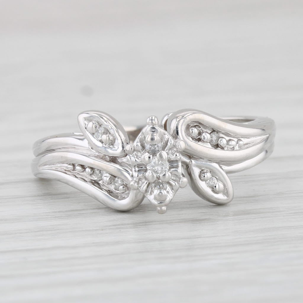 Light Gray Diamond Bypass Ring 10k White Gold Size 7 Engagement Style