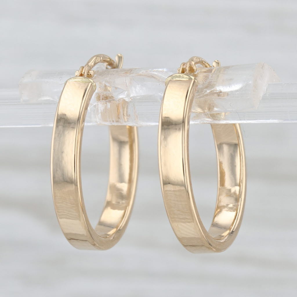 Round Hoop Earrings 18k Yellow Gold 19 x 3mm Snap Top Hoops