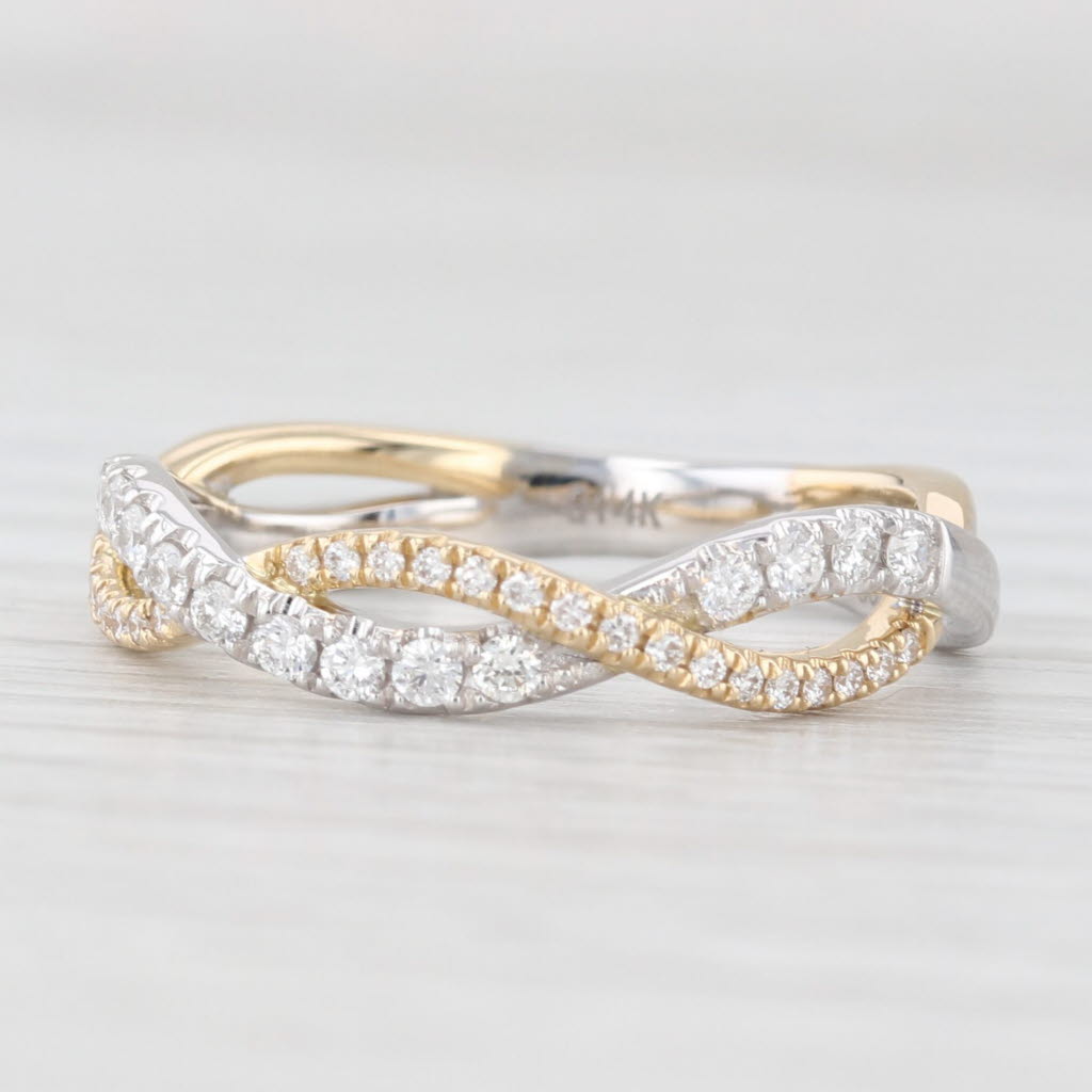 Light Gray New 0.29ctw Woven Diamond Ring 14k White Yellow Gold Wedding Stackable Band 6.75