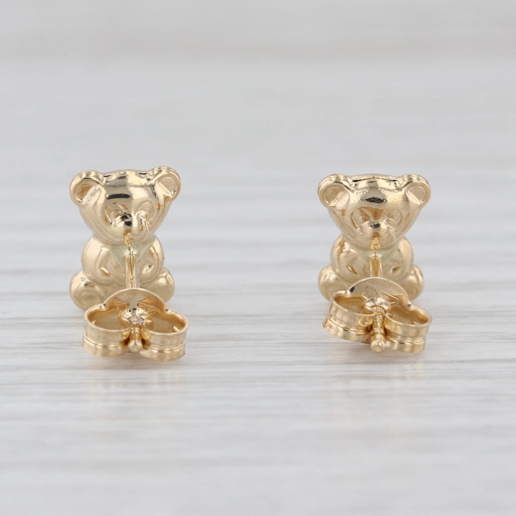 Teddybear Stud Earrings 18k Yellow Gold Bear Studs