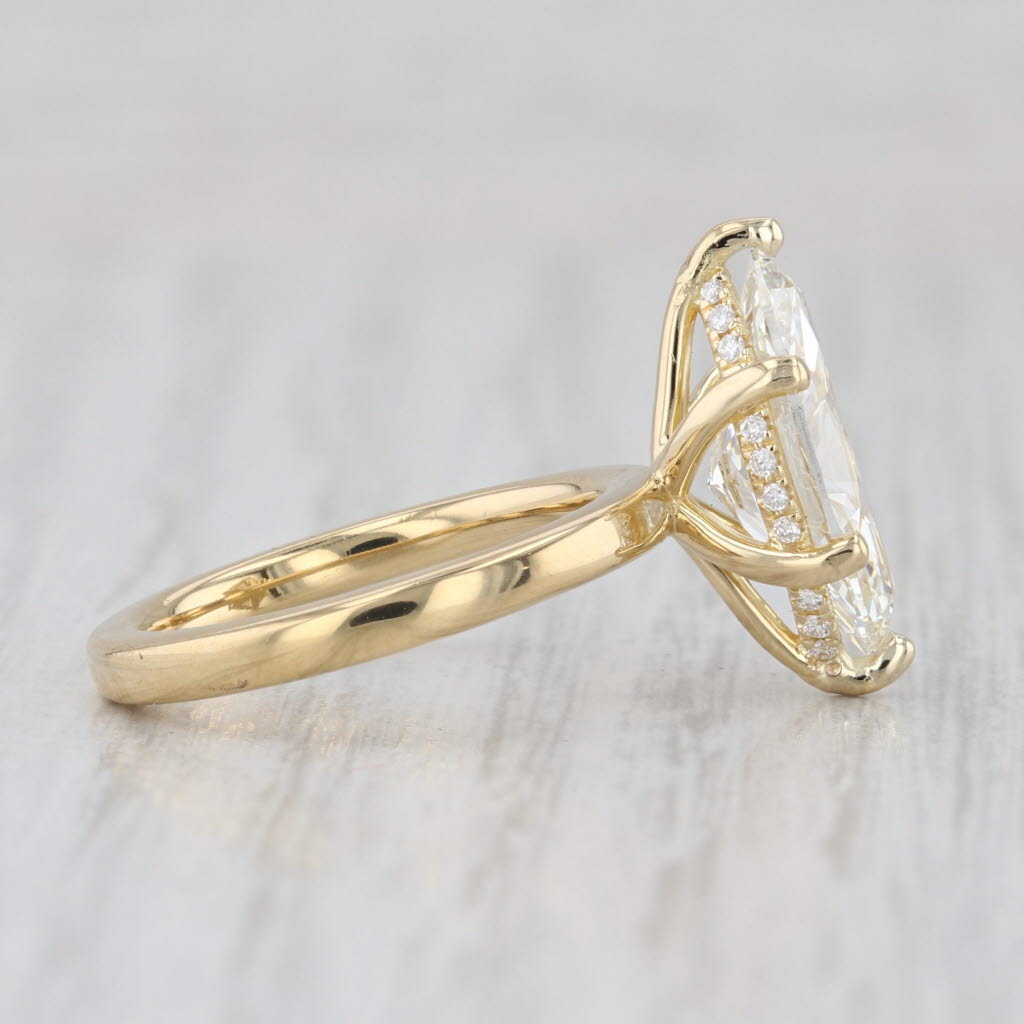 3.05ctw Marquise IGI VS1 G Lab Created Diamond Ring 18k Yellow Gold Size 4.75