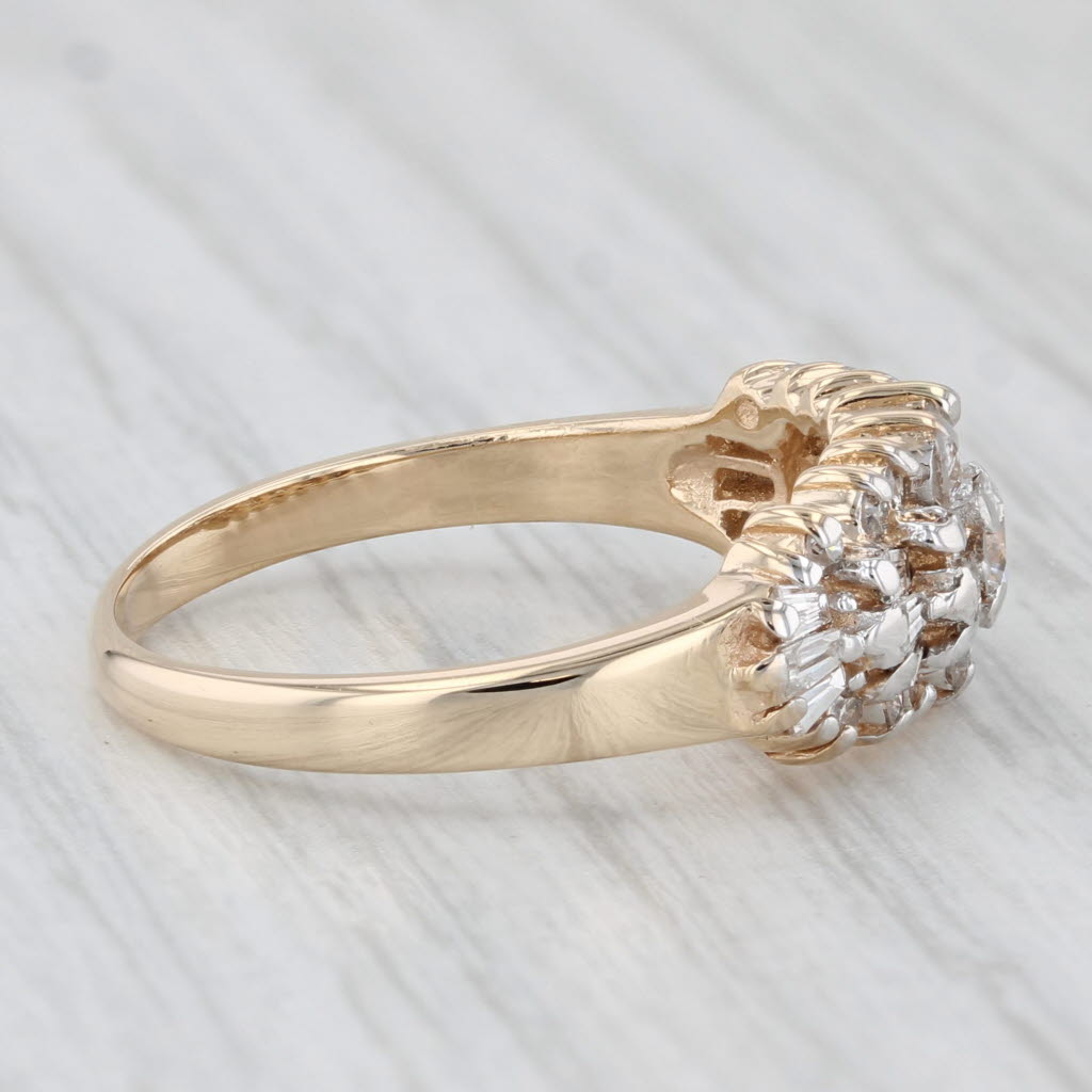 Light Gray 0.81ctw Diamond Cluster Ring 14k Yellow Gold Engagement Size 7.25