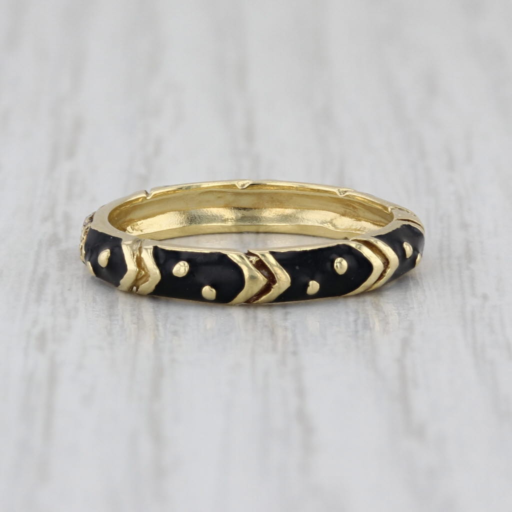 Hidalgo Diamond Enamel Band 18k Yellow Gold Size 6.25 Stackable Ring