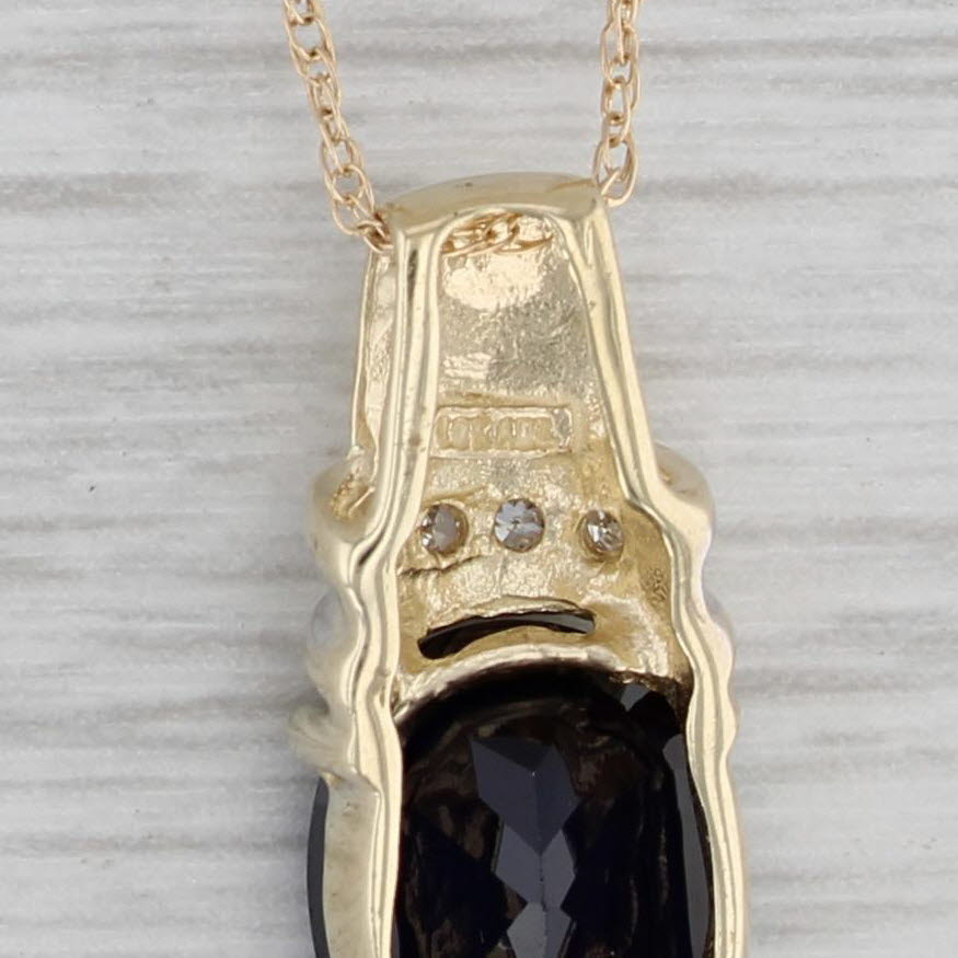Gray 3.28ctw Lab Created Sapphire Diamond Pendant Necklace 10k Yellow Gold 18.75"