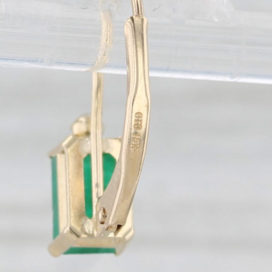 Light Gray 1.02ctw Emerald Diamond Drop Earrings 14k Yellow Gold Lever Backs