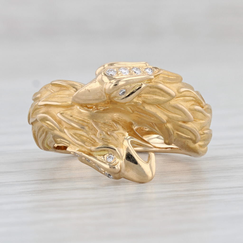 Light Gray Carrera Y Carrera Diamond Eagle Ring 18k Yellow Gold Size 5 Bypass