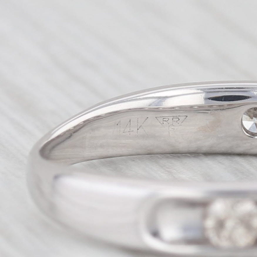 Light Gray 0.70ctw Diamond Wedding Band 14k White Gold Size 6 Stackable Ring