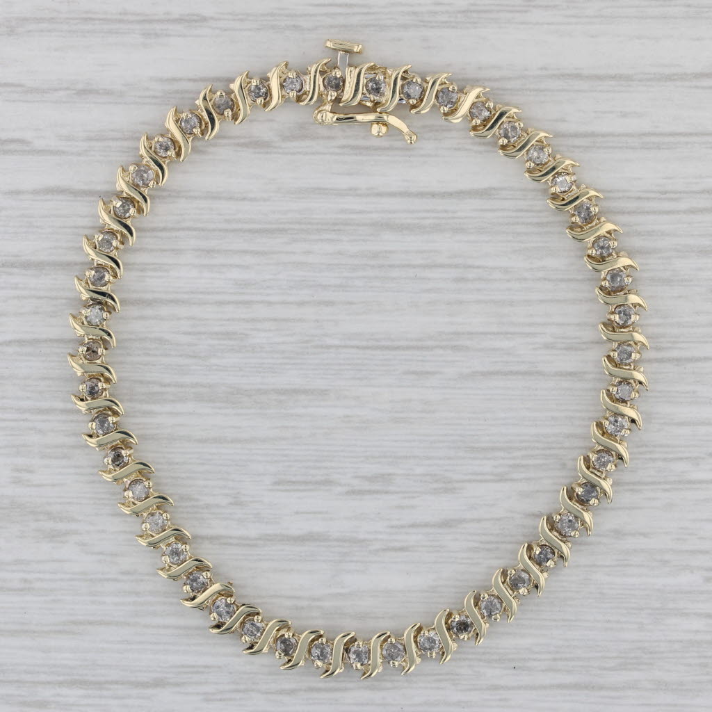 Gray 1.30ctw Diamond Tennis Bracelet 10k Yellow Gold 6.5" 5mm
