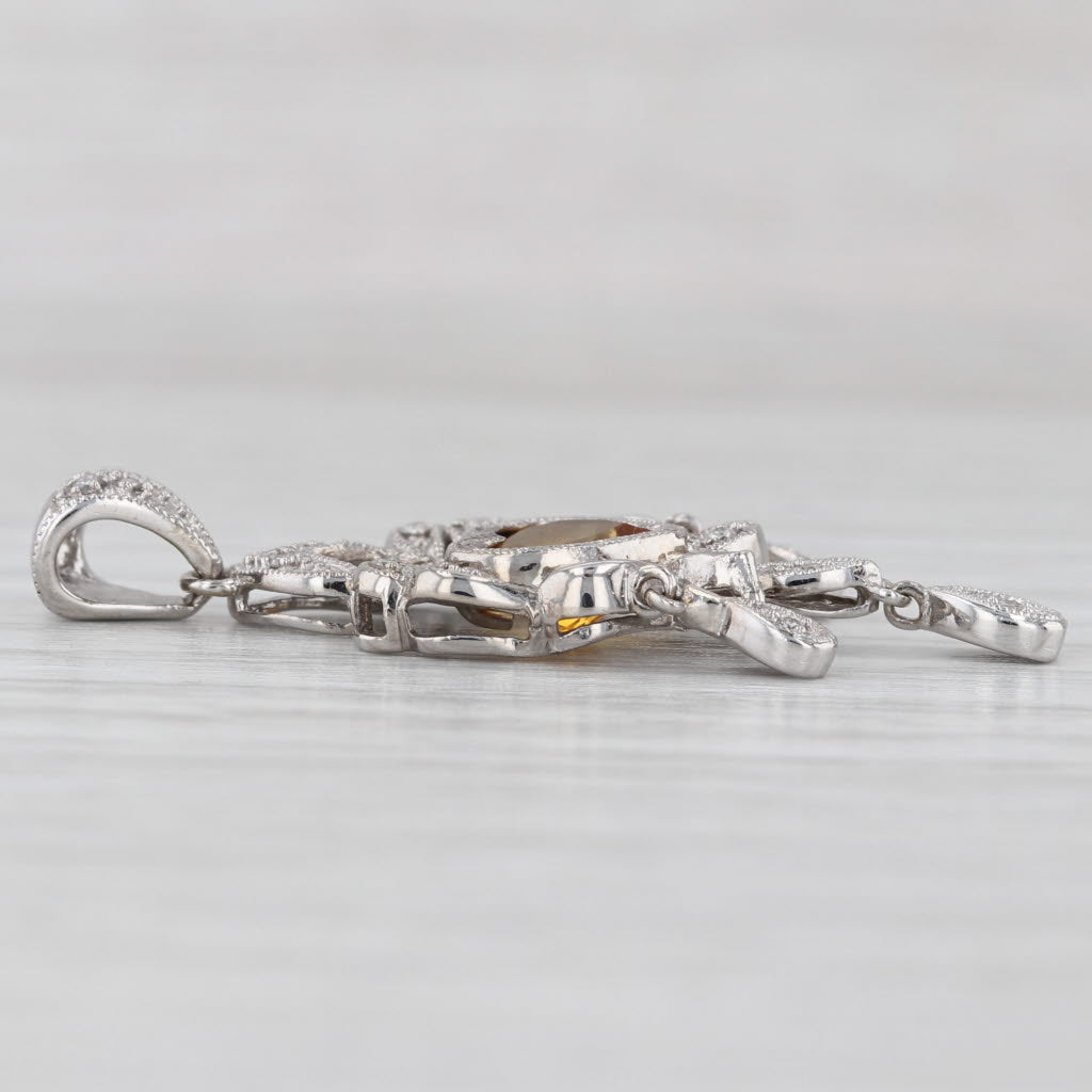 Light Gray 1.16ctw Citrine Heart Diamond Pendant 14k White Gold