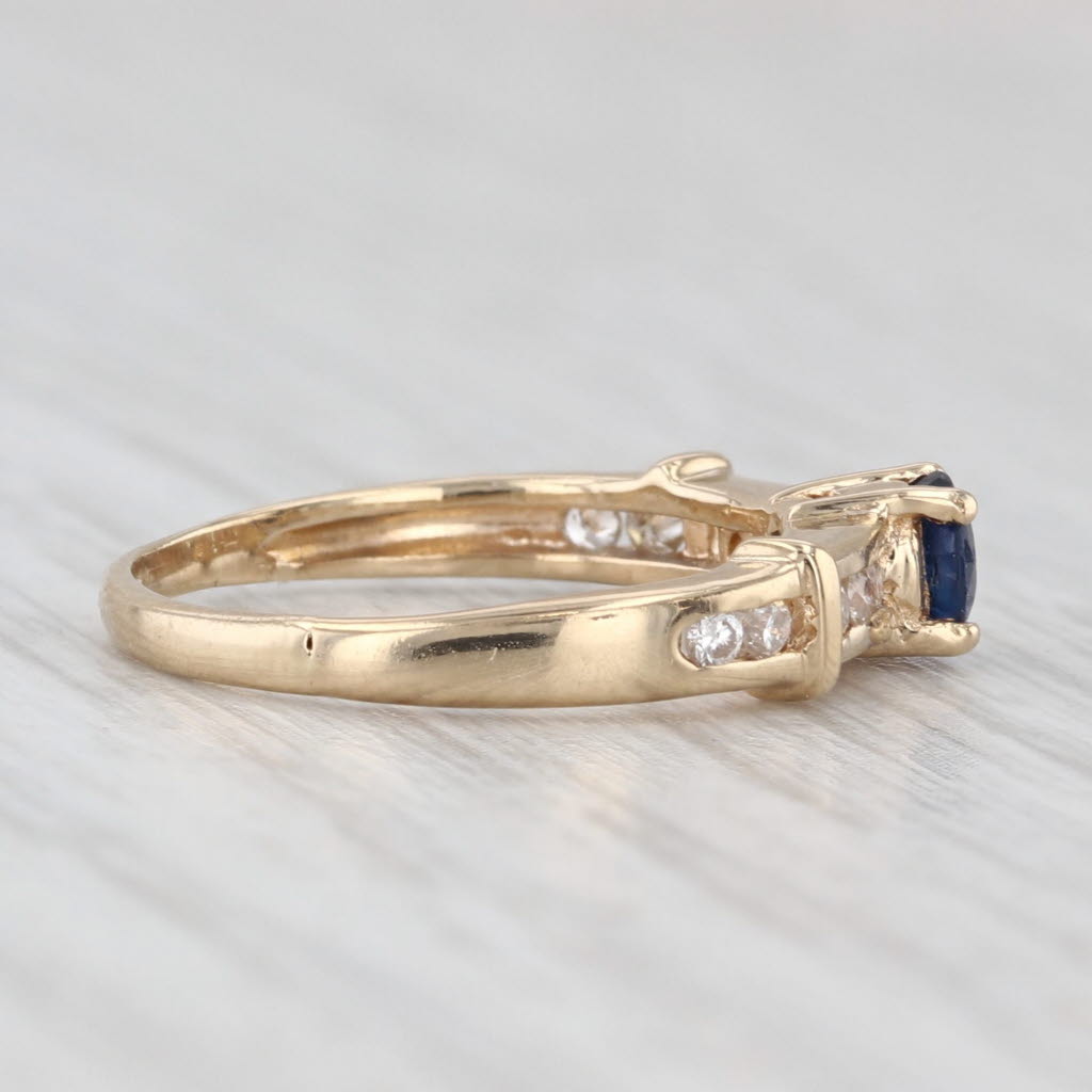 Light Gray 0.35ctw Blue Sapphire Diamond Ring 14k Yellow Gold Size 3.25