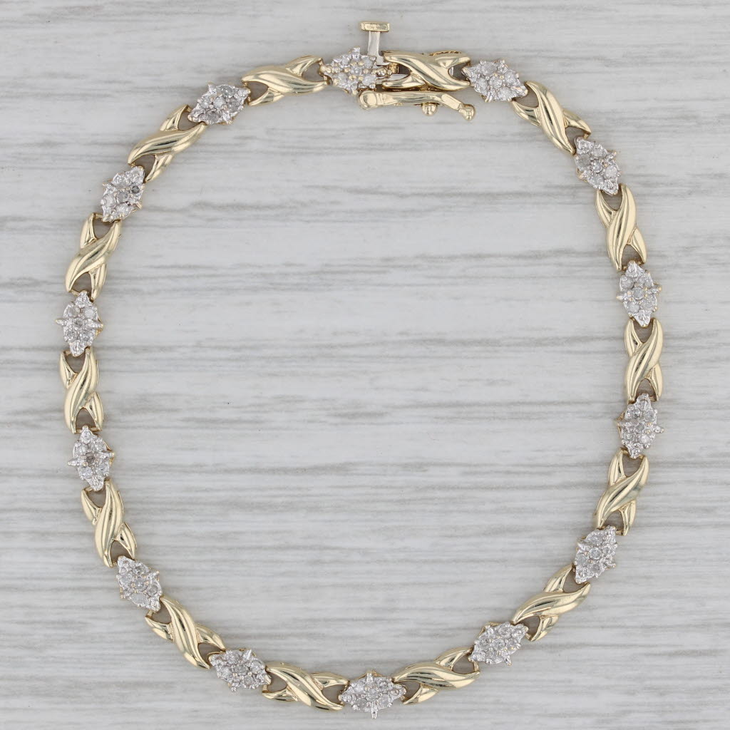 Gray 0.40ctw Diamond Infinity Link 10k Yellow Gold 7" Bracelet