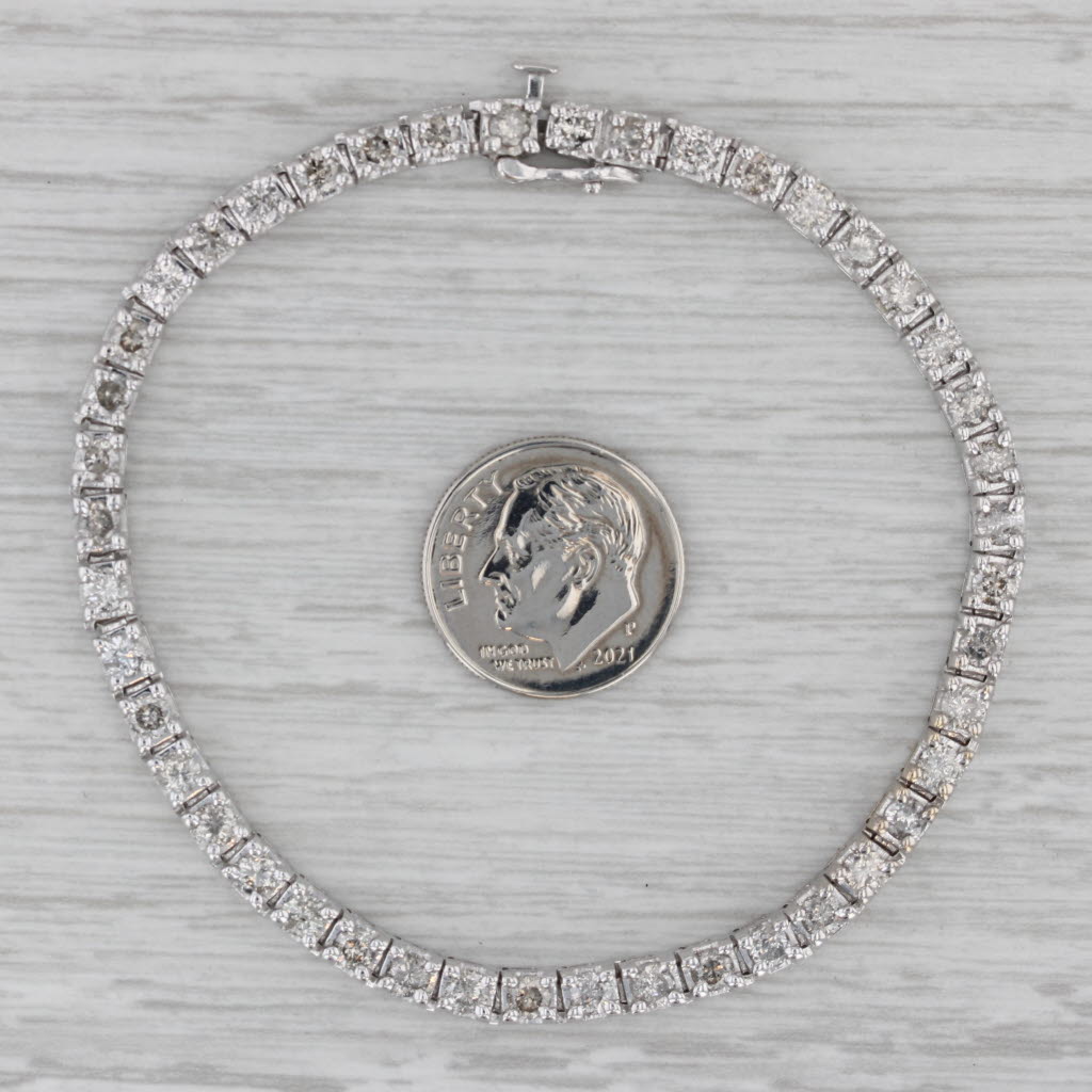 Gray 4ctw Diamond Tennis Bracelet 14k White Gold 7" 3.7mm