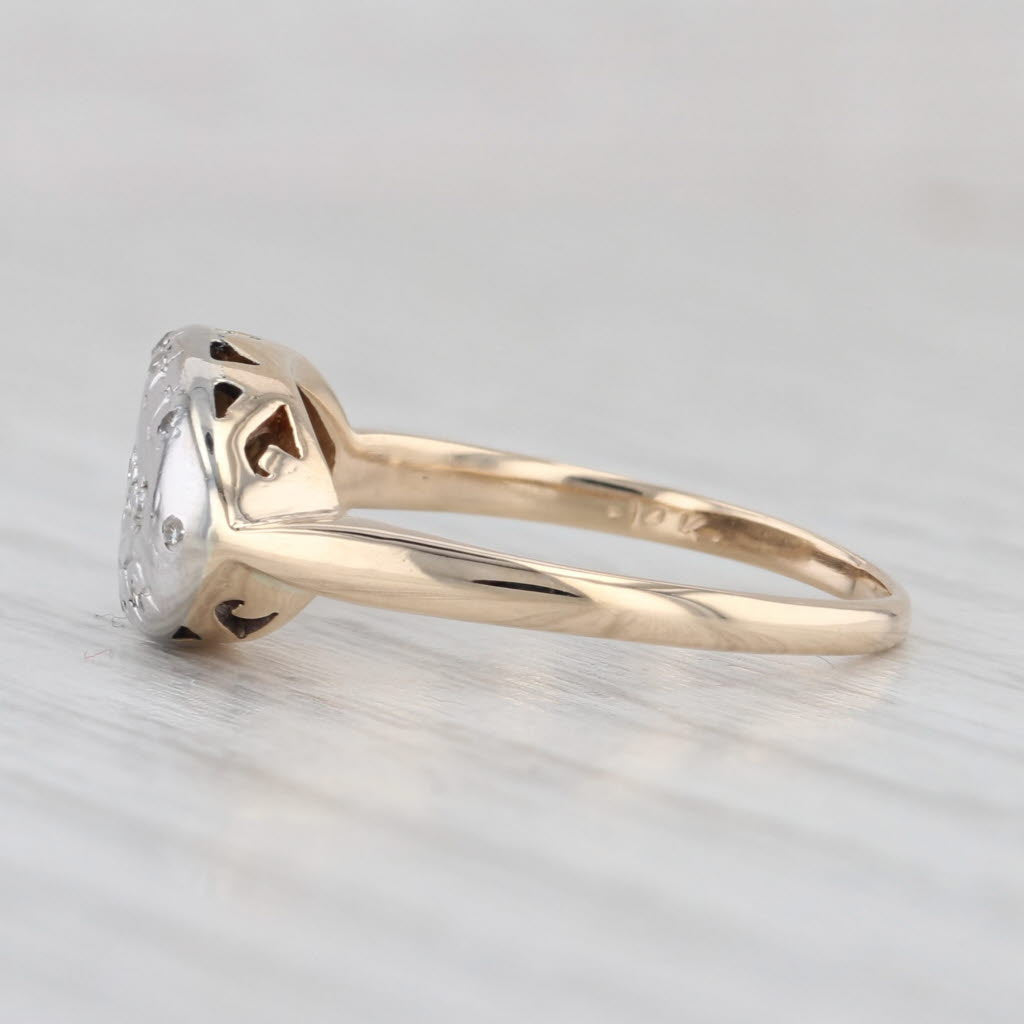 Vintage Diamond Princess Ring 14k White Yellow Gold Size 6.5