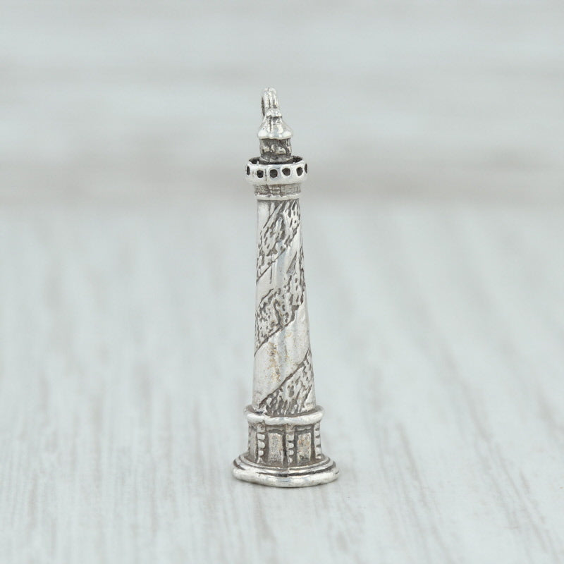 Light Gray Cape Hatteras Lighthouse Charm Sterling Silver Nautical North Carolina Souvenir