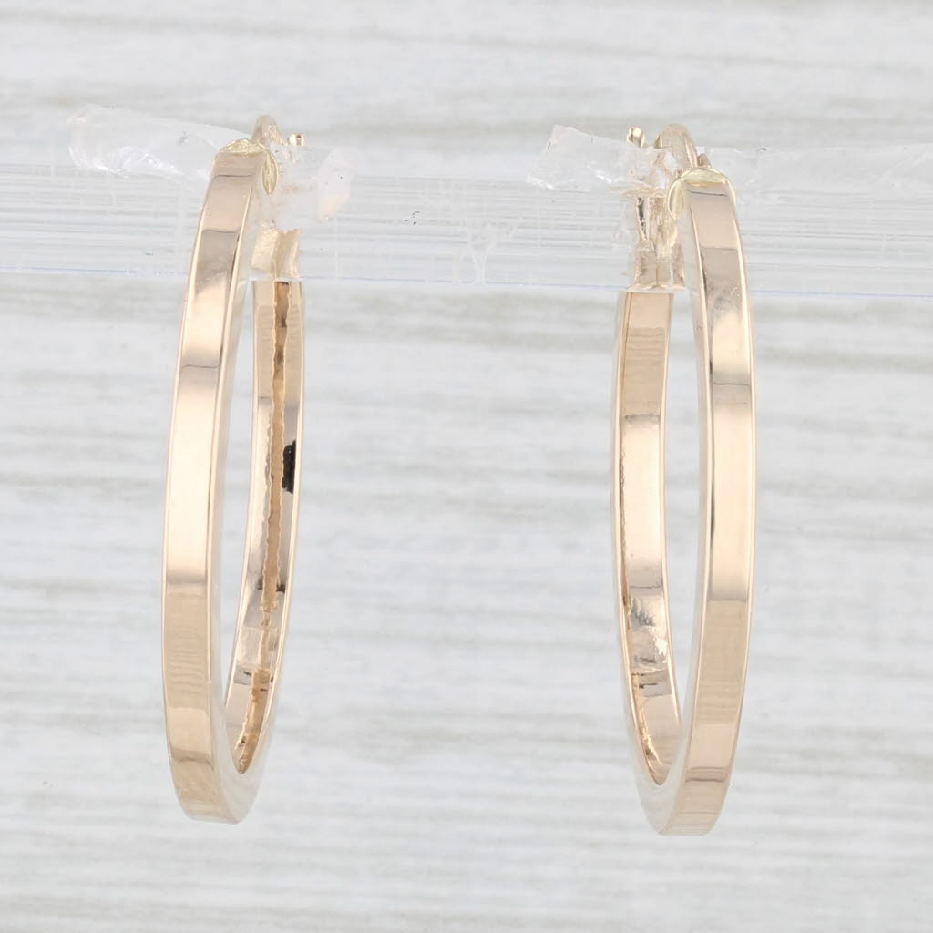 Light Gray New Hoop Earrings 14k Yellow Gold Round Hoops Pierced Snap Top 2 x 25mm